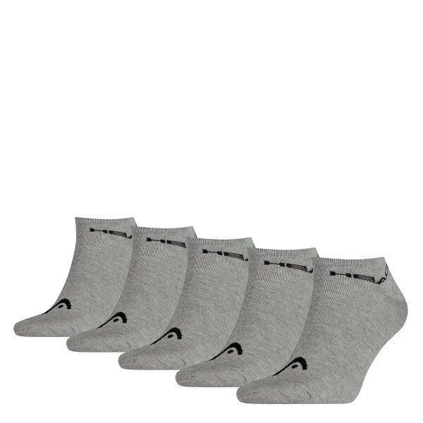 HEAD Unisex Sneaker Socken, 5er Pack - Kurzsocken, einfarbig Grau 43-46