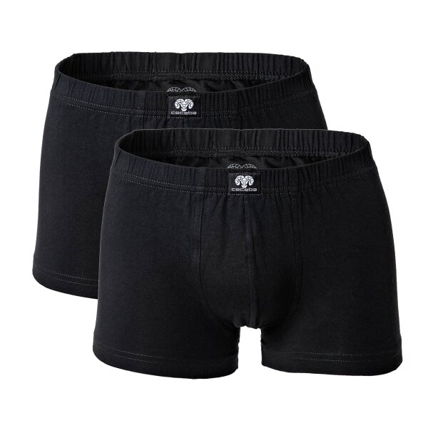 CECEBA Herren Shorts, 2er Pack - Short Pants, Basic, Baumwoll Stretch, M-8XL, einfarbig Schwarz M