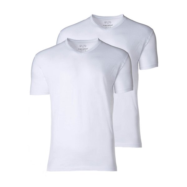 CECEBA Men American T-Shirt, 2-pack - V-neck, short sleeve, cotton, uni White 6XL (6X-Large)