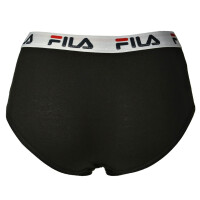 FILA Damen Hipster Slip - Pants, Logo-Bund, Cotton Stretch, einfarbig, XS-XL Schwarz XS
