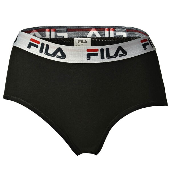 FILA Damen Hipster Slip - Pants, Logo-Bund, Cotton Stretch, einfarbig, XS-XL Schwarz S