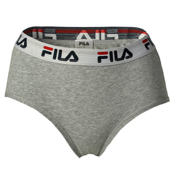 FILA Damen Hipster Slip - Pants, Logo-Bund, Cotton Stretch, einfarbig, XS-XL Grau L