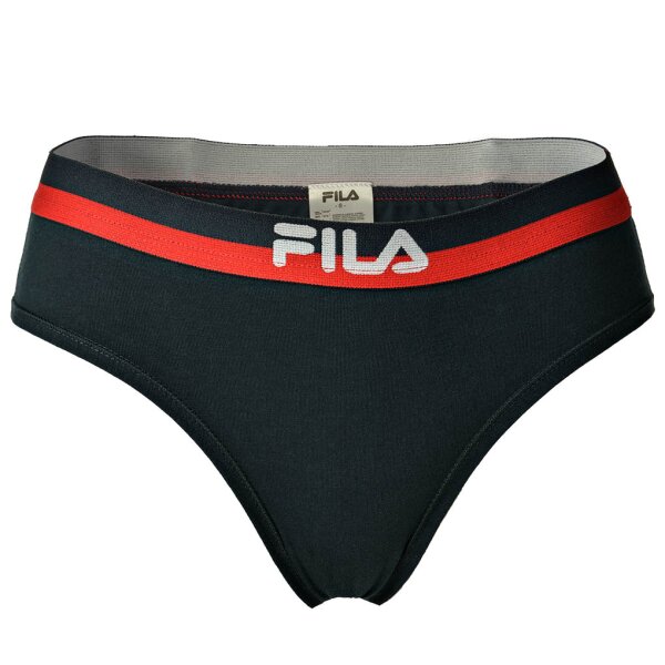 FILA Womens Brief - Regular Waist Panties, Logo Waistband, Cotton Stretch, plain, XS-XL Navy S (Small)