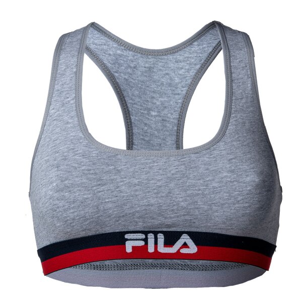 FILA Damen Bustier - Bra, Sport-BH, Racerback, Cotton Stretch, einfarbig, XS-XL Grau S