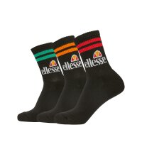 ellesse unisex sport socks PULLO, 3 pairs - tennis socks, crew socks, logo Black/Coloured 40-43 (UK 6-8.5)