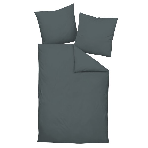 Janine bed linen 2 pieces - maco satin, mercerized cotton, silk finish, plain Anthracite 135x200cm