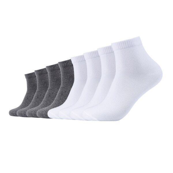 s.Oliver Unisex Socken, 8er Pack - Quarter, einfarbig Weiß/Grau 43-46