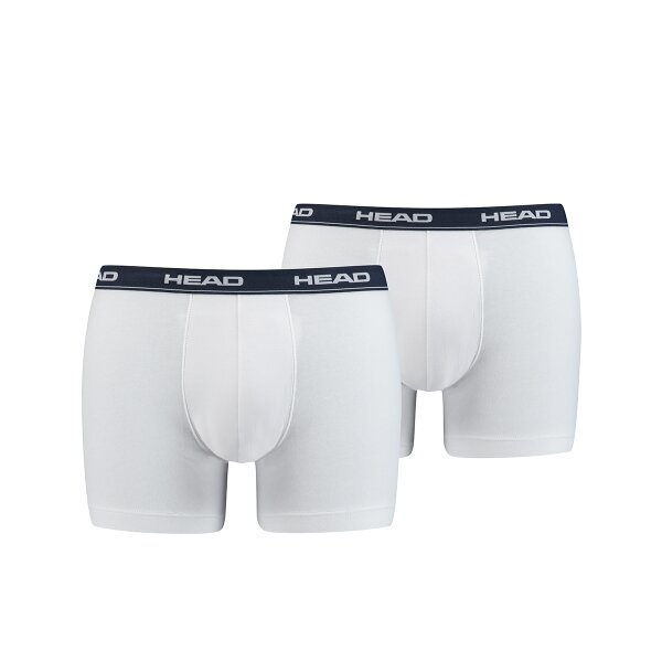 HEAD Mens boxer shorts, 2-pack - cotton stretch, basic, plain White/Navy S (Small)