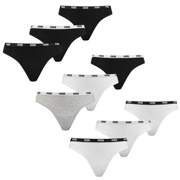 PUMA Damen Iconic Hipster / Mini Shorts / String - 3er 6er 9er Pack String Schwarz XL 9er Pack (3x 3-Pack)