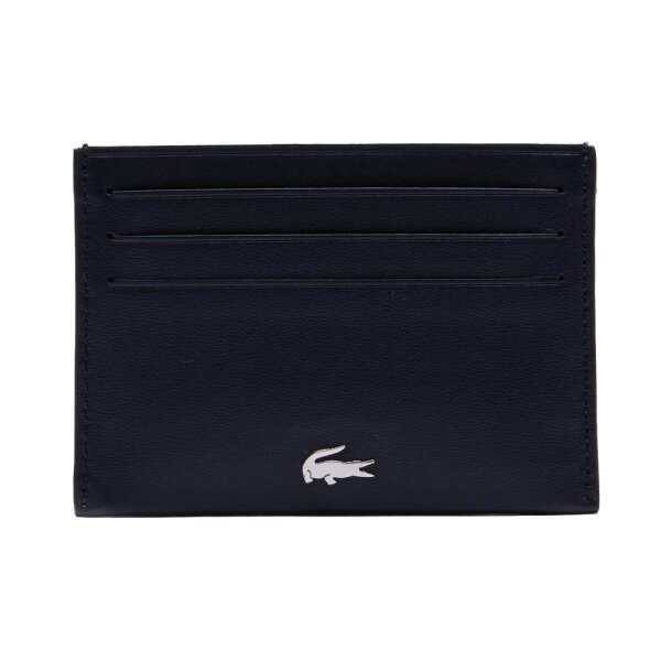 LACOSTE Herren Kreditkartenhülle, echtes Leder - Credit Card Holder, 7,5x11x1cm (HxLxB) Blau