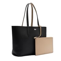 LACOSTE Damen Wendetasche mit Pochete - ANNA Shopping Bag, 35x30x14cm (BxHxT), mehrfarbig Schwarz/Beige