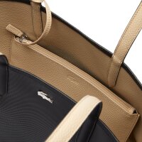 LACOSTE Damen Wendetasche mit Pochete - ANNA Shopping Bag, 35x30x14cm (BxHxT), mehrfarbig Schwarz/Beige