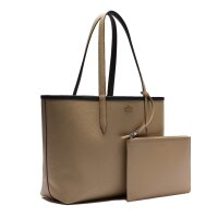 LACOSTE Damen Wendetasche mit Pochete - ANNA Shopping Bag, 35x30x14cm (BxHxT), mehrfarbig Schwarz/Beige