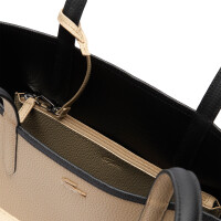 LACOSTE Damen Wendetasche mit Pochete - ANNA Shopping Bag, 35x30x14cm (BxHxT), mehrfarbig Schwarz/Beige