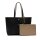 LACOSTE Damen Wendetasche mit Pochete - ANNA Shopping Bag, 35x30x14cm (BxHxT), mehrfarbig Schwarz/Beige