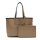 LACOSTE Damen Wendetasche mit Pochete - ANNA Shopping Bag, 35x30x14cm (BxHxT), mehrfarbig Schwarz/Beige