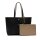 LACOSTE ladies reversible bag with pochete - Shopping Bag, 35x30x14cm (WxHxD), multicoloured Black/Beige