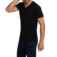 Bamboo basics mens t-shirt VELO, pack of 2 - Undershirt, V-neck, Single Jersey Black S (Small)