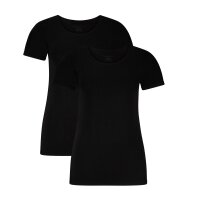 Bamboo basics Damen T-Shirt KATE, 2er Pack - Unterhemd, Rundhals, Single Jersey Schwarz S