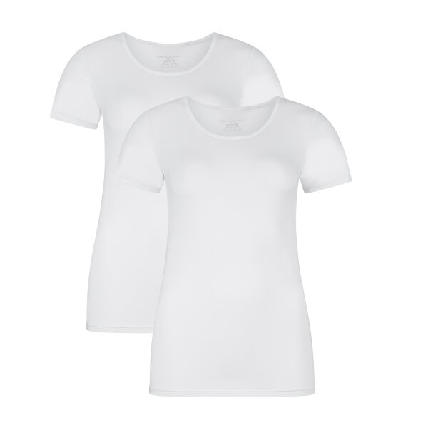 Bamboo basics Ladies T-Shirt KATE, pack of 2 - undershirt, crew neck, Single Jersey White S (Small)