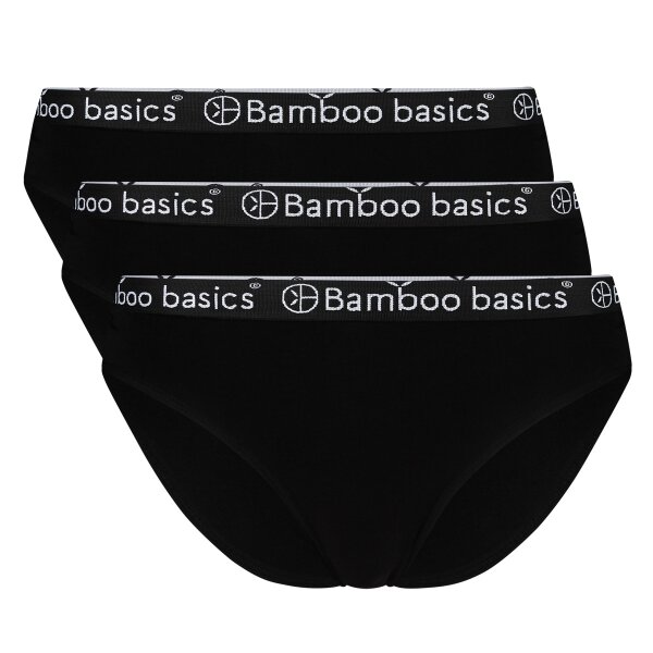 Bamboo basics Damen Slips YARA, 3er Pack - Logo-Bund, atmungsaktiv, Single Jersey Schwarz S