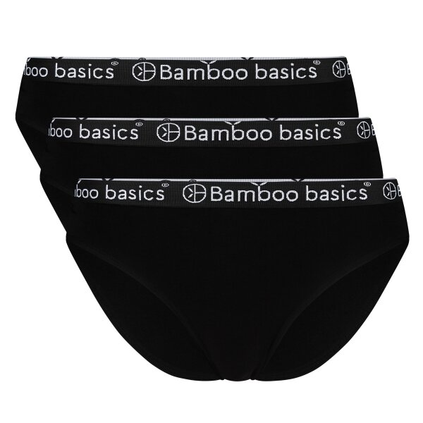 Bamboo basics Damen Slips YARA, 3er Pack - Logo-Bund, atmungsaktiv, Single Jersey Schwarz M