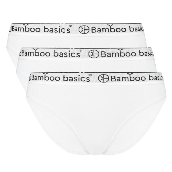 Bamboo basics Damen Slips YARA, 3er Pack - Logo-Bund, atmungsaktiv, Single Jersey Weiß XL