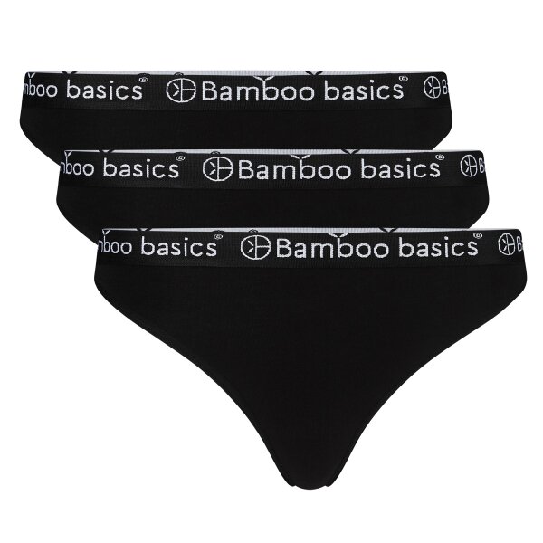 Bamboo basics Damen String EMMA, 3er Pack - Logo-Bund, atmungsaktiv, Single Jersey