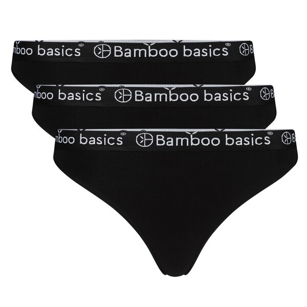 Bamboo basics ladies String EMMA, 3-pack - Logo waistband, breathable, Single Jersey Black XL (X-Large)