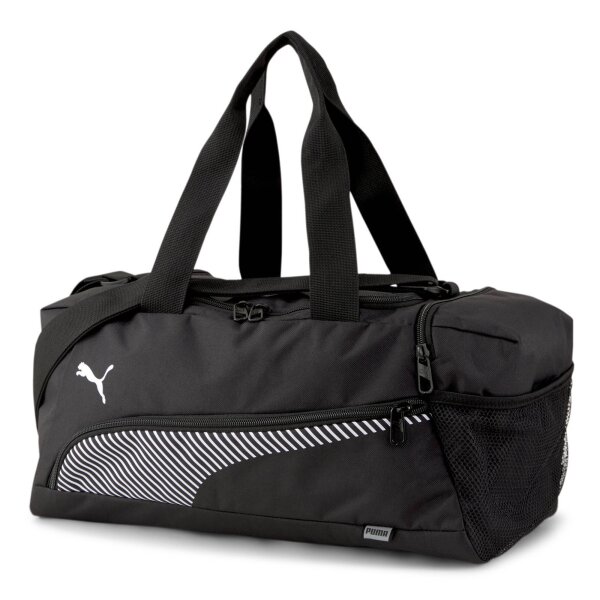 PUMA Unisex Sporttasche - Fundamentals Sports Bag XS, Puma Cat Logo, 22x40x22cm (HxBxT) Schwarz