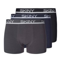SKINY Herren Boxer Shorts 3er Pack - Trunks, Pants, Unterwäsche Set, Cotton Stretch Grau/Blau/Schwarz XL