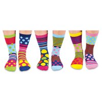 United Oddsocks Damen Socken, 6 Socken Pack - Strumpf, Mottomotive PolkaFace 37-42
