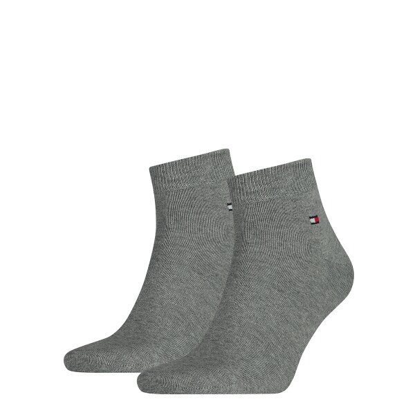 TOMMY HILFIGER Herren Quarter Socken, Vorteilspack - Sneaker, Unifarben, 39-49 Grau 43-46 2er Pack (1x2P)