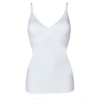 SKINY Ladies Spaghetti-Shirt - Top, V-Neck, Pads, Micro Lovers, Microfibre White S (Small)