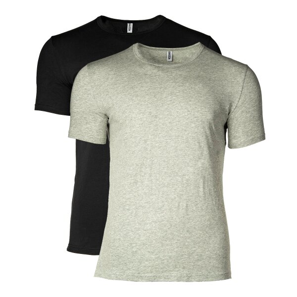 MOSCHINO Mens T-Shirt Pack of 2 - Crew Neck, Round Neck, Stretch Cotton Black/Grey 2XL (XX-Large)