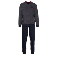 GÖTZBURG Herren Schlafanzug lang - Pyjama V-Ausschnitt, Pure Cotton