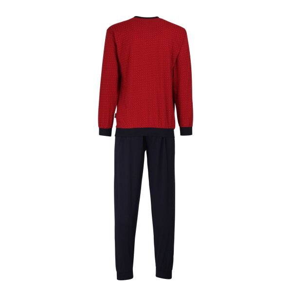 GÖTZBURG Mens Pyjamas Long - Pyjama V-neck, Pure Cotton Chili Pepper S (48)
