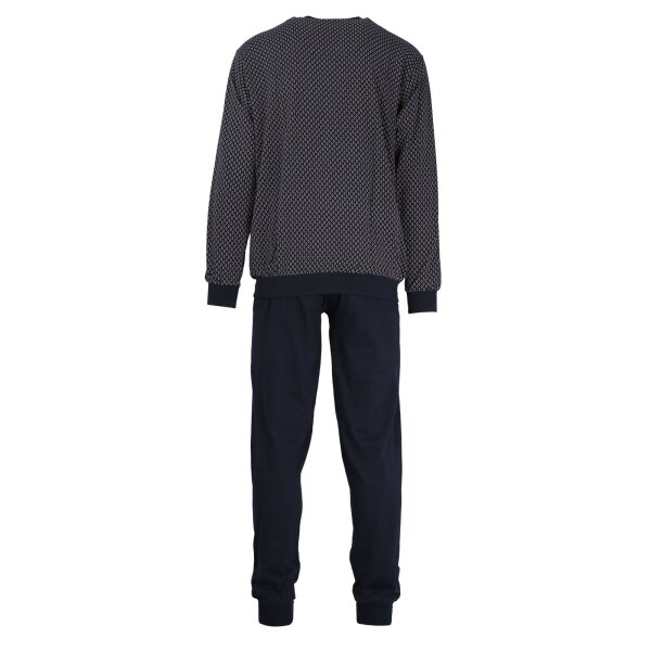 GÖTZBURG Herren Schlafanzug lang - Pyjama V-Ausschnitt, Pure Cotton Marine 10XL (80)