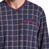 GÖTZBURG Herren Schlafanzug lang - Pyjama V-Ausschnitt, Pure Cotton Marine M