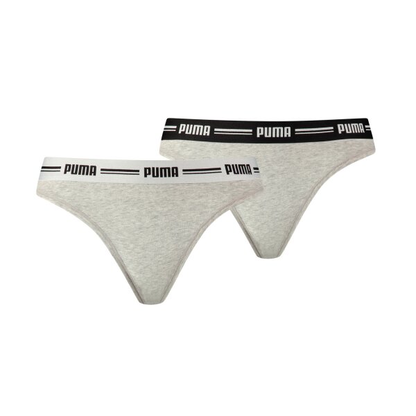 PUMA Damen String - Iconic, Soft Cotton Modal Stretch, 2er Pack Grau S