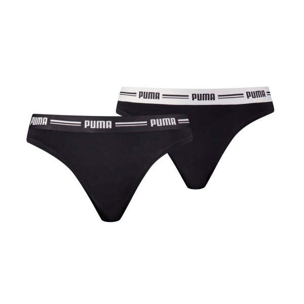 PUMA Ladies String - Iconic, Soft Cotton Modal Stretch, Pack of 2 Black S (Small)