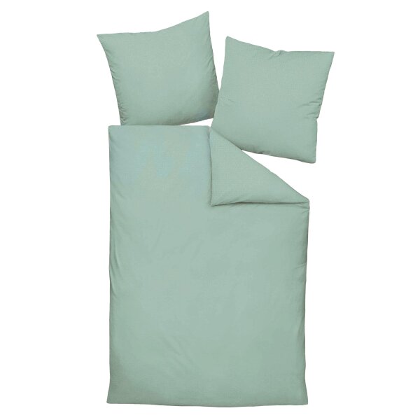Janine bed linen 2 pieces - Mako-Soft-Seersucker, cotton, non-iron, plain Green 135x200cm