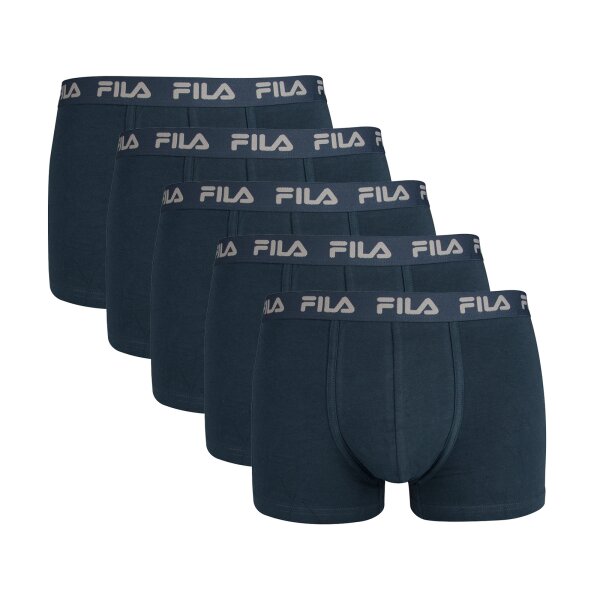 FILA Mens Boxer Shorts, 5-pack - Logo waistband, urban, cotton stretch, plain Blue S (Small)