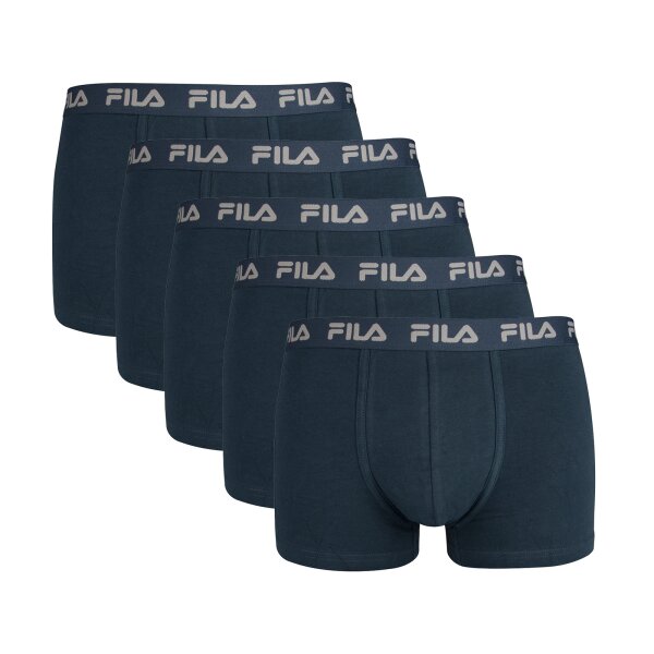 FILA Herren Boxer Shorts, 5er Pack - Logobund, Urban, Cotton Stretch, einfarbig Blau M