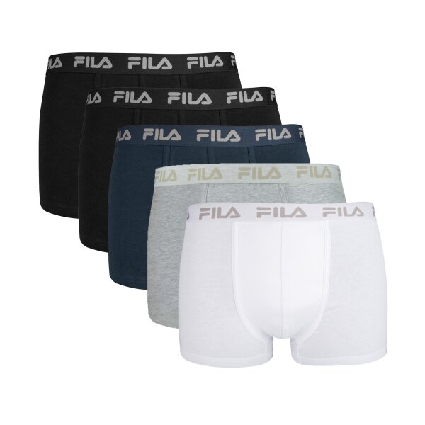 FILA Mens Boxer Shorts, 5-pack - Logo waistband, urban, cotton stretch, plain Multicoloured 2XL (2X-Large)
