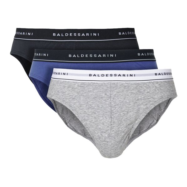 BALDESSARINI Mens Briefs 3-Pack - Slips, Single Jersey Black/Blue/Grey S (Small)