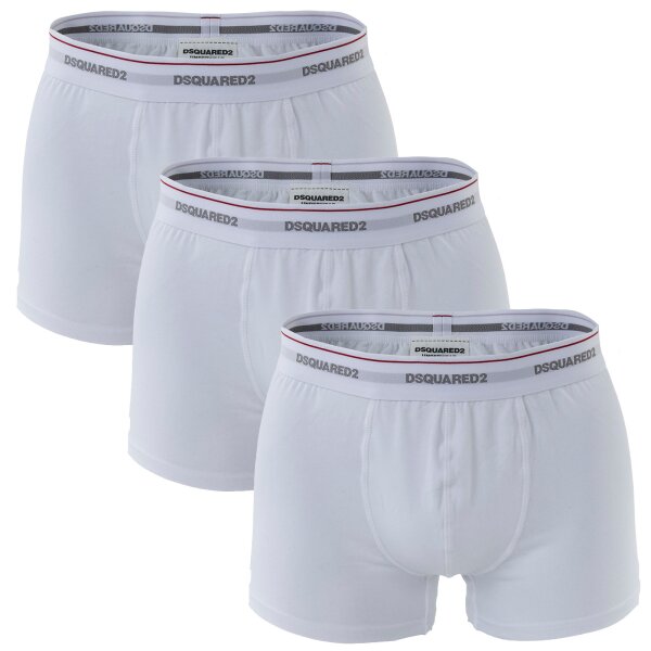 DSQUARED2 Mens Boxer Shorts - Pants, Cotton Stretch Trunk, 3-pack White L (Large)