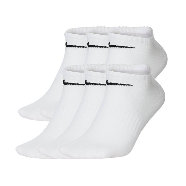 NIKE Unisex 6-Pack Sneaker Sports Socks - Everyday, Lightweight No Show, unicoloured White 38-42 (UK 5-8)