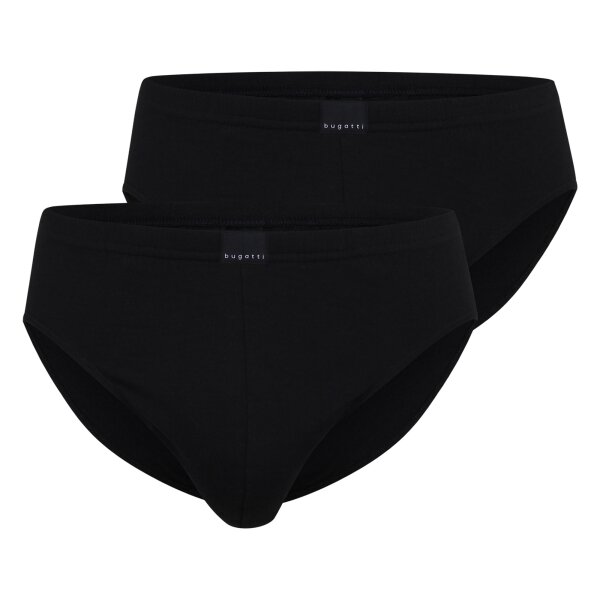 bugatti Herren Slips, 2er Pack - FLEXCITY, Sport-Slip, Briefs, Stretch Cotton Schwarz 2XL