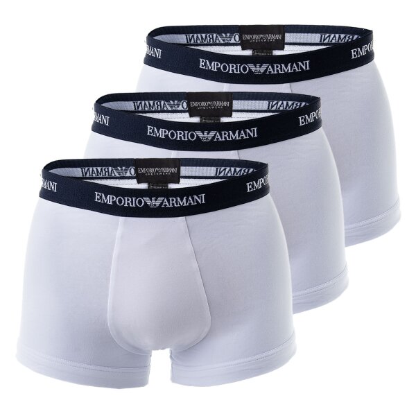 EMPORIO ARMANI Mens Boxershorts - Cotton Stretch Trunk, 3-Pack White M (Medium)